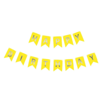 Картонная надпись на флажках 16 см Happy Birthday Золото на желтом 2,3 метра